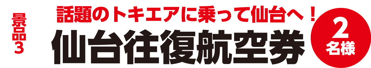 【景品3】話題のトキエアに乗って仙台へ！仙台往復航空券2名様